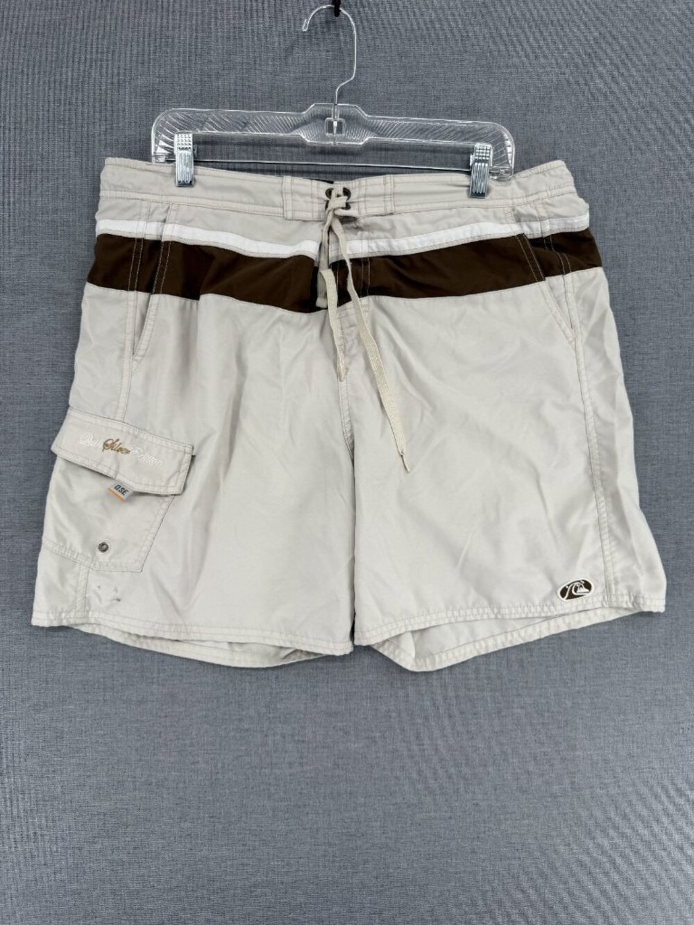 Quiksilver Edition Board Shorts Mens L 7" Cargo Pocket Swim Trunks Drawstring